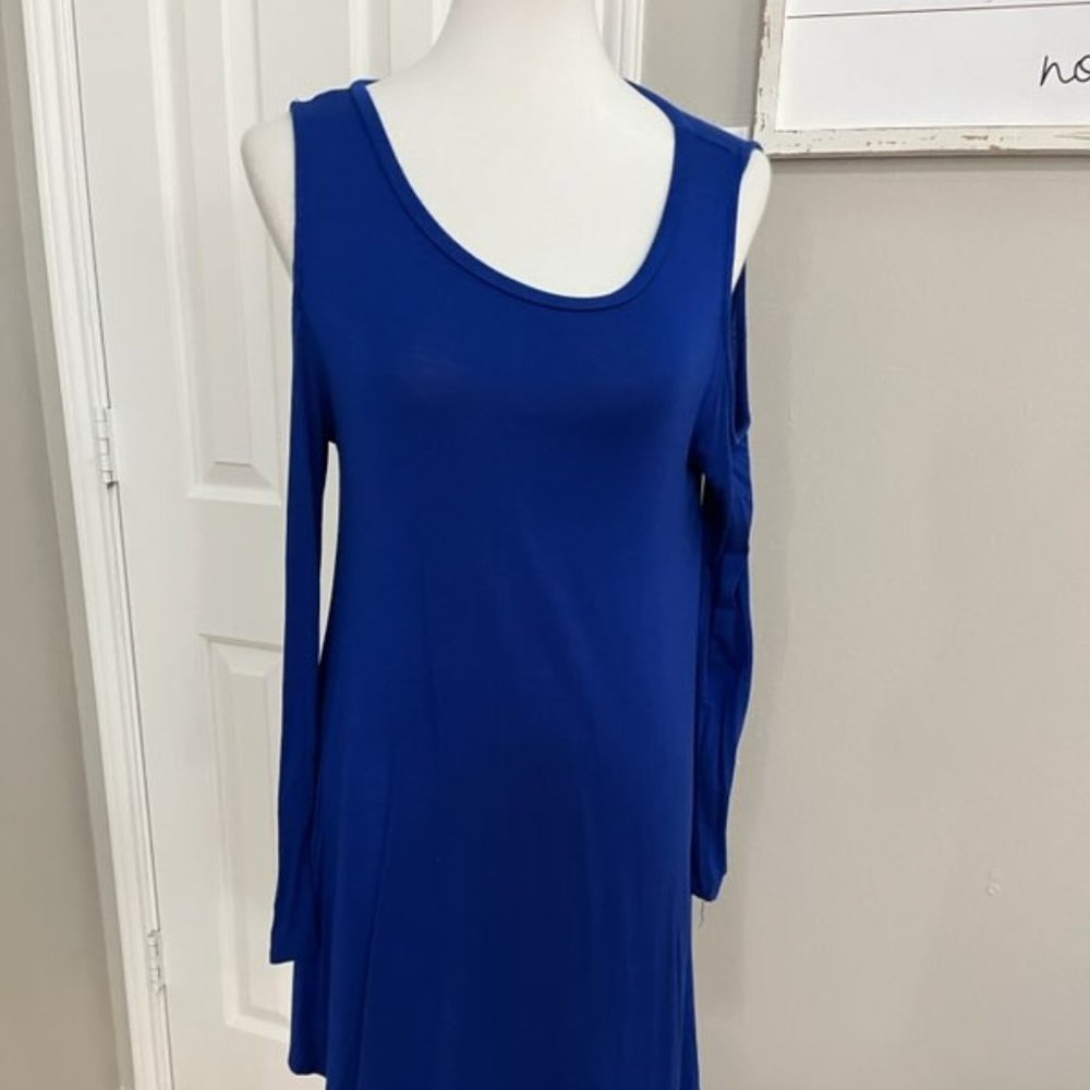 UGE Royal Blue Open Shoulder Knit Dress - Small